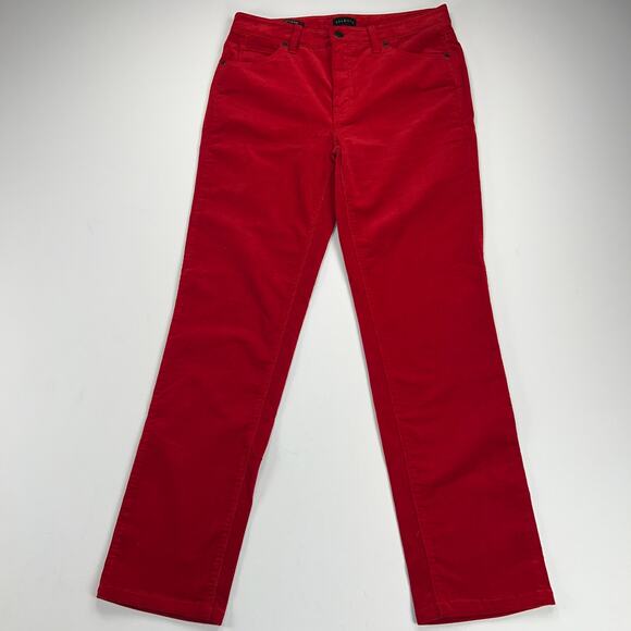 Talbots Corduroy Straight Leg Pant Jeans Cherry Red Mid Rise Size 4 - Picture 9 of 11